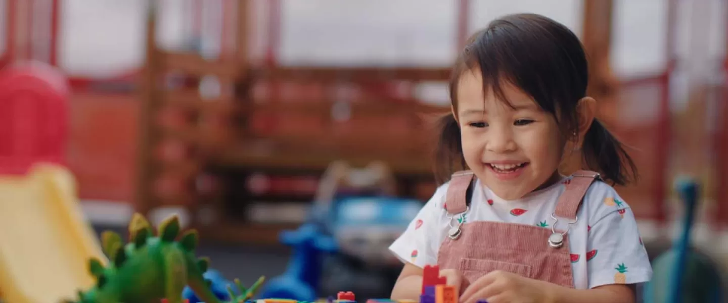 child playing with toys