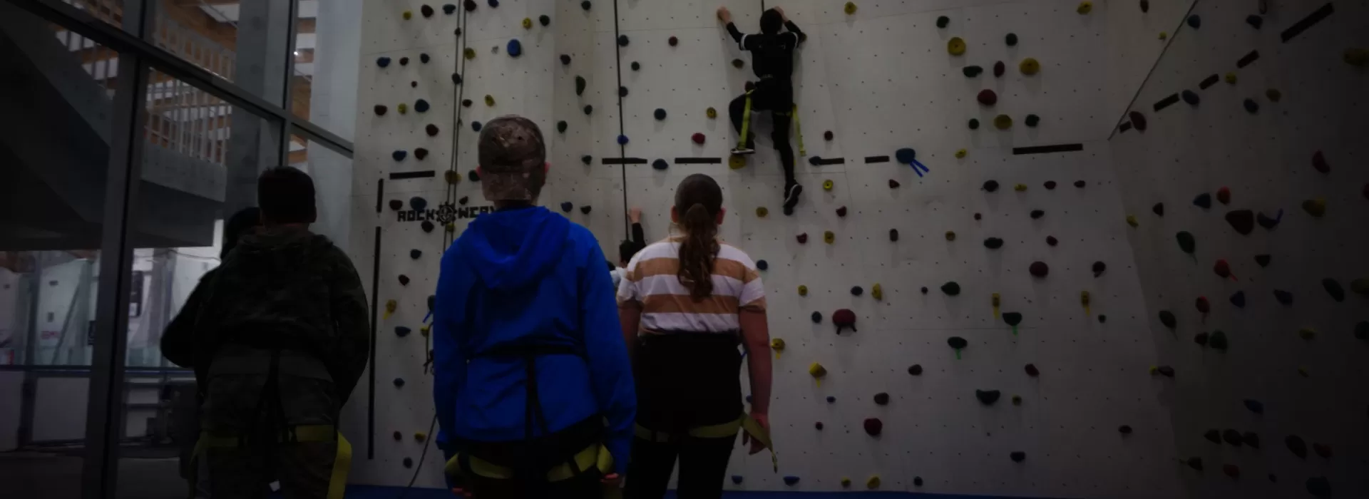 How high can you go? Students enjoyed wall climbing